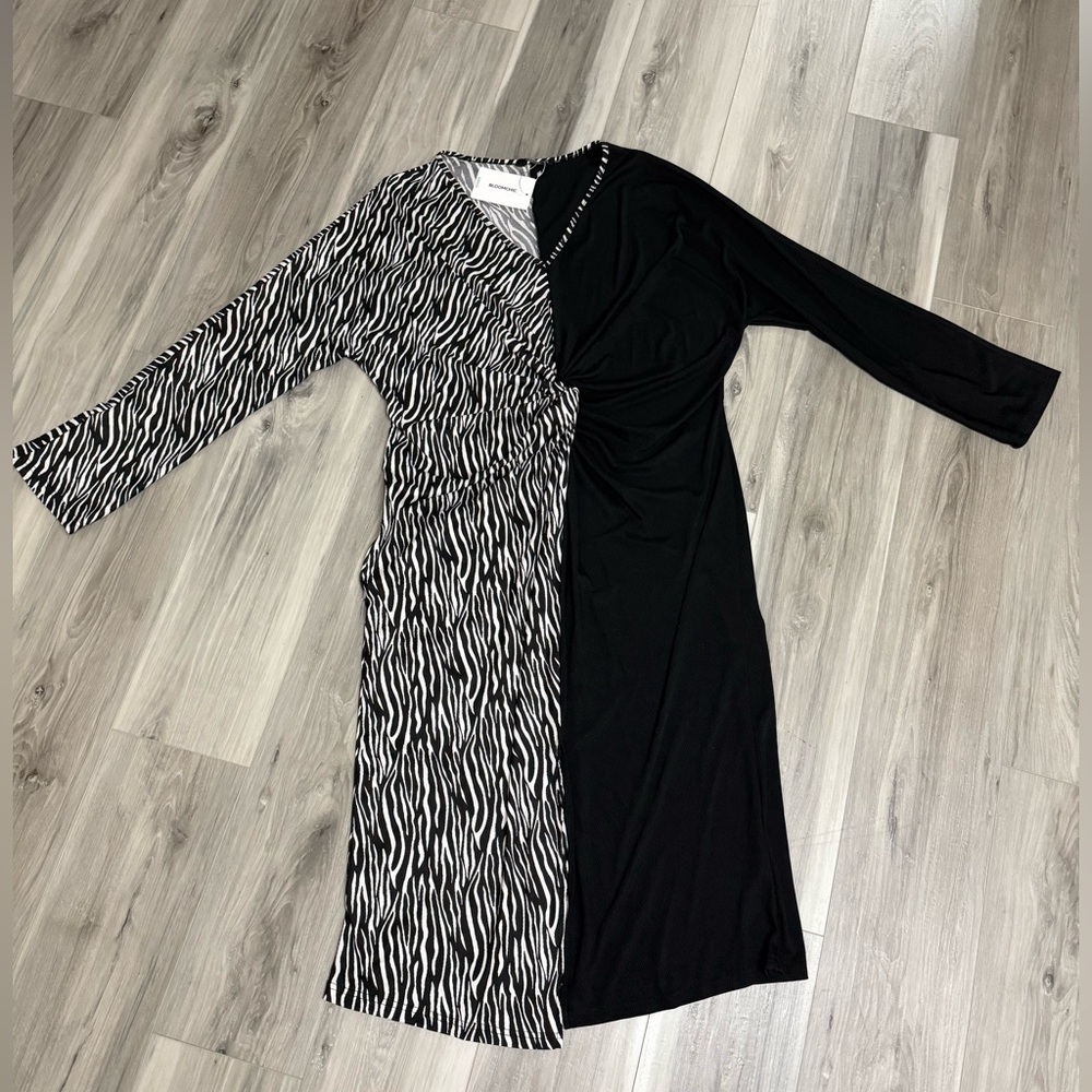 Stylish Black and Zebra Print Dress